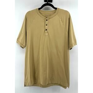 Banana Republic Authentic Tee 100% Supima Cotton Henley Men's L Yellow